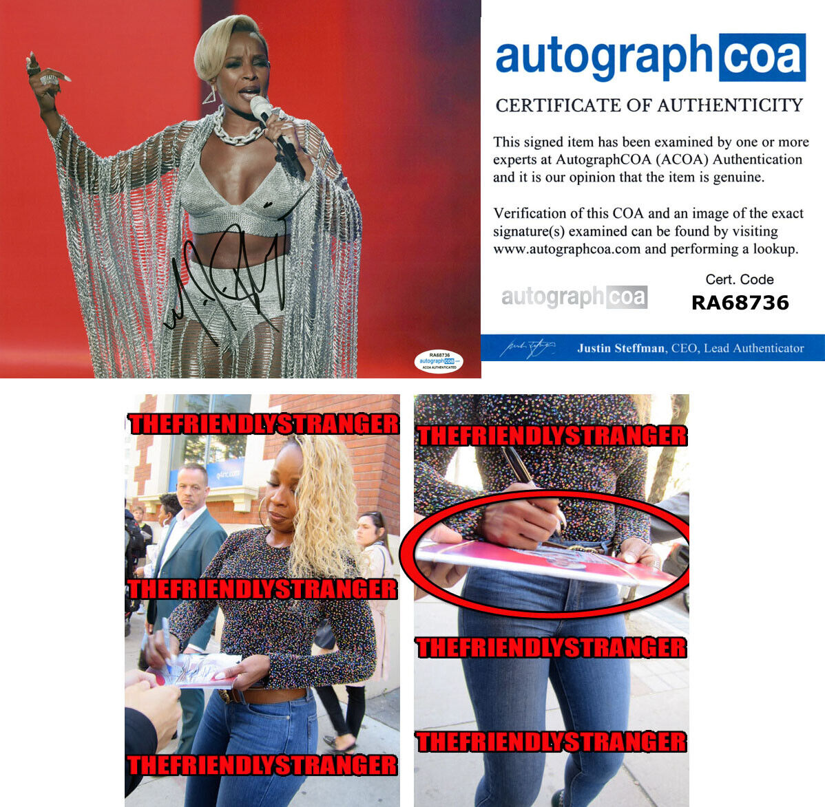 MARY J BLIGE signed Autographed 8X10 Photo Poster painting - EXACT PROOF - SEXY Singer ACOA COA