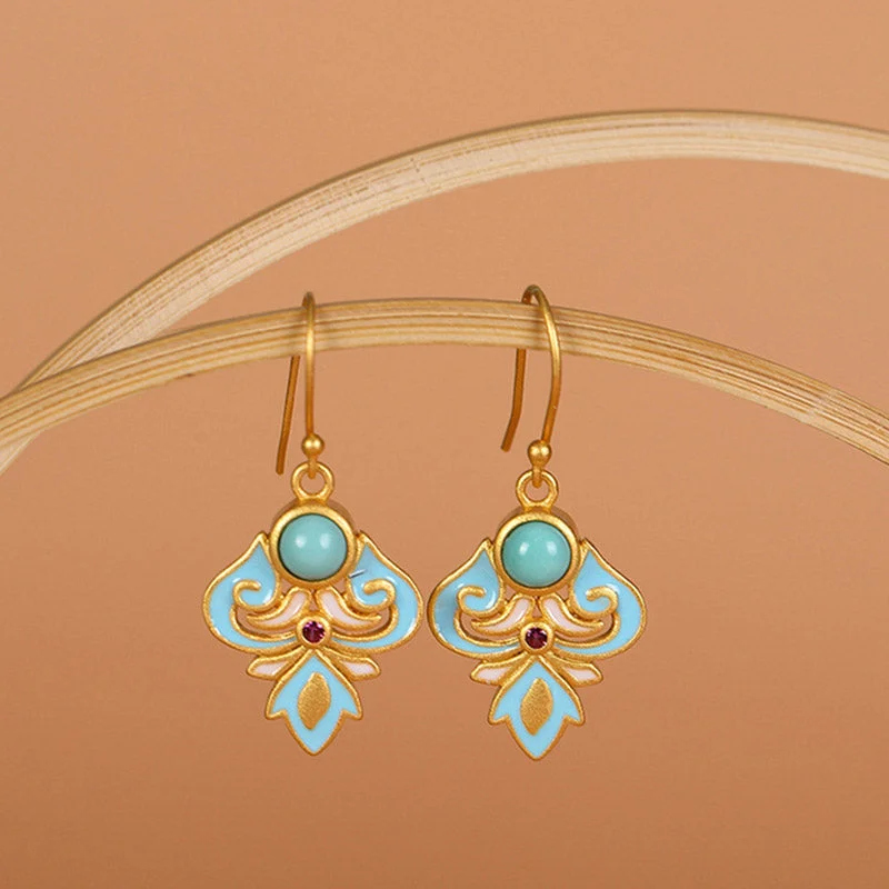 Turquoise 925 Sterling Silver Wisdom Strength Drop Earrings