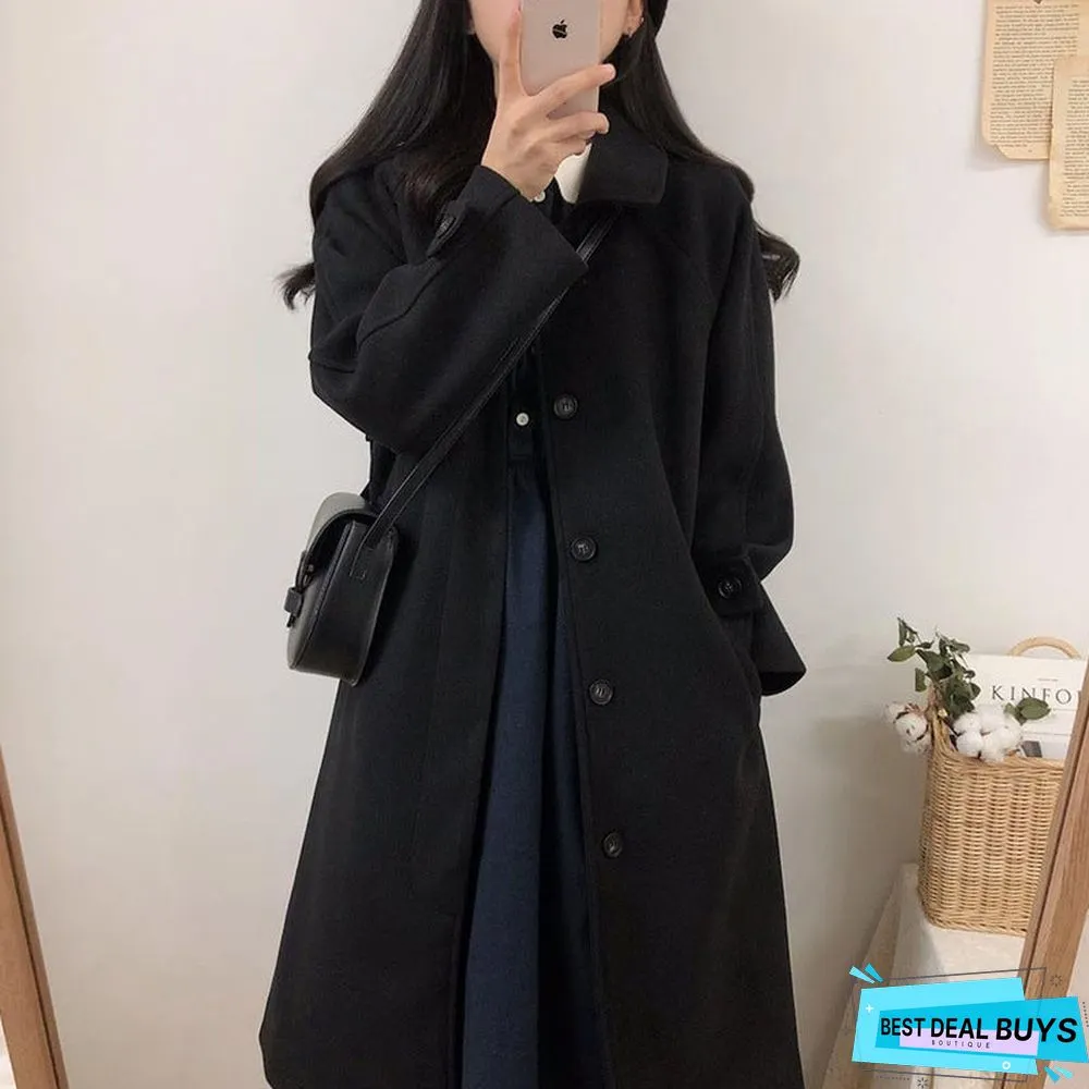 Autumn and Winter Black Long Coat Thickening