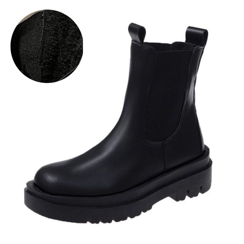 2021 Autumn Winter Chelsea Boots for Women New Short Plush Warm Mid Calf Booties Woman Fashion Platform Knight Botas Mujer