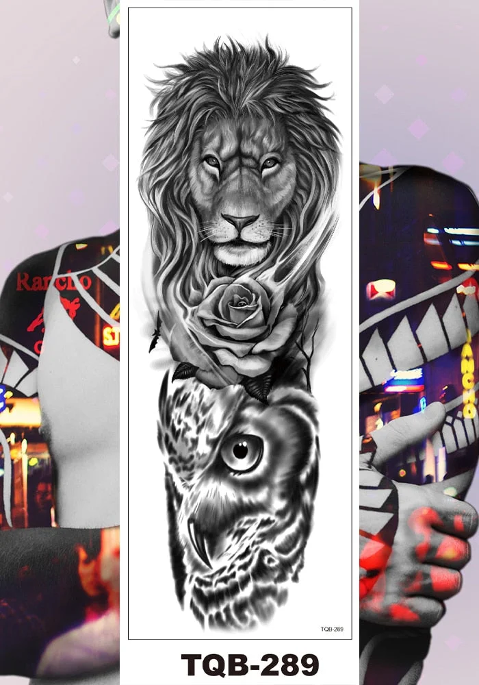 Full Flower Arm Temporary Tattoo Sticker Man Woman Girls Body Leg Fake Tatoo Sexy Tiger Wolf Beauty & Beast Body Art Hotwife DIY