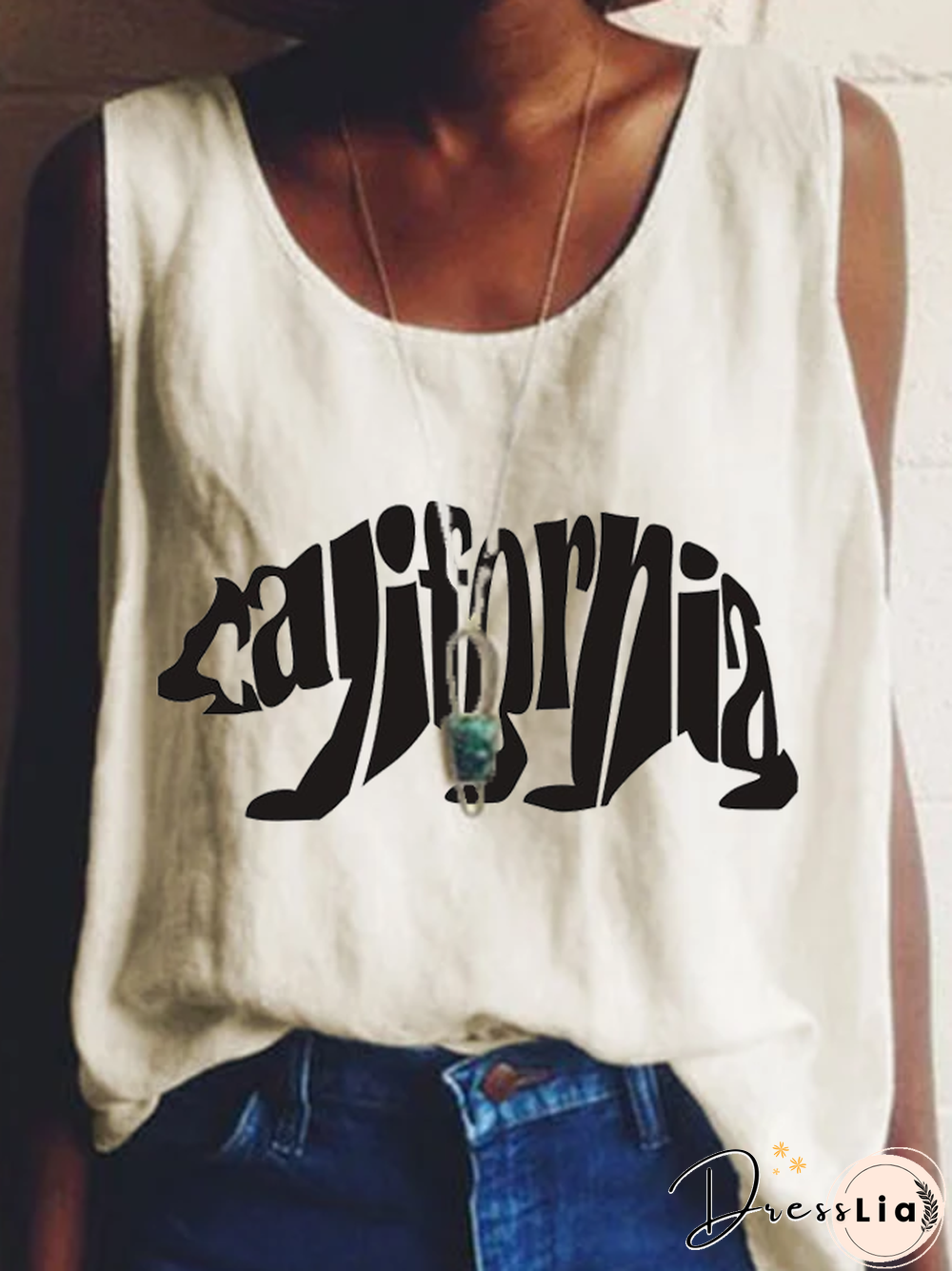 Sleeveless Crew Neck Casual Shift Tops