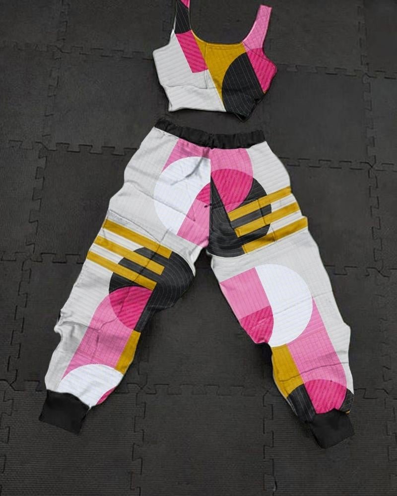 Women's Sporty Patchwork Printed Sets42