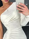 One-Shoulder Solid Color Sexy Mini Dress