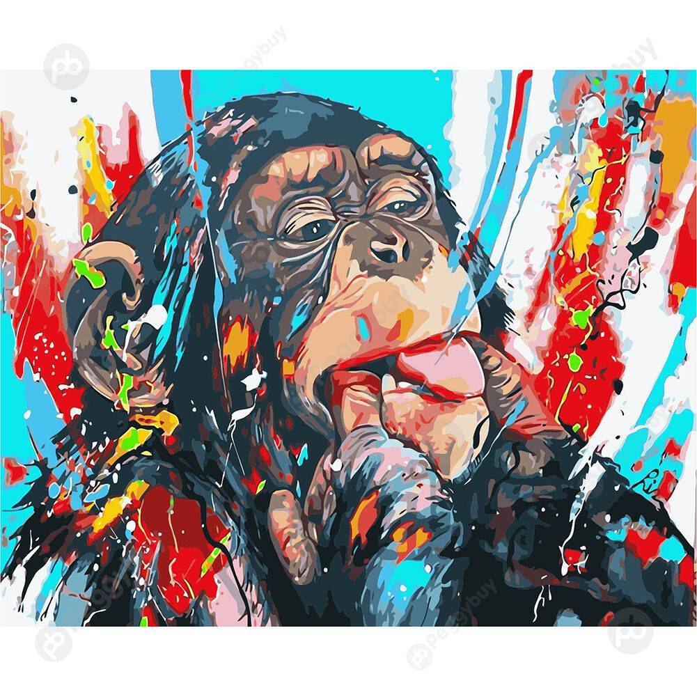 

40*30CM Paint By Numbers-Funny Face Chimpanzee, 501 Original