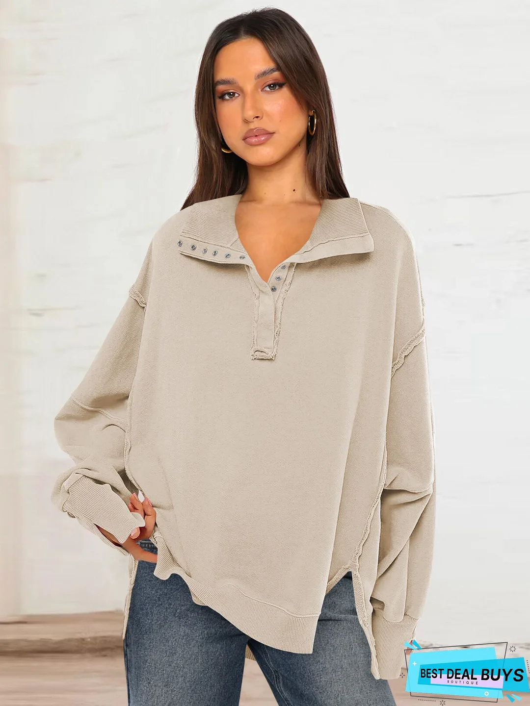 Women Casual Plus Size Tops Tunic V Neck Sweater