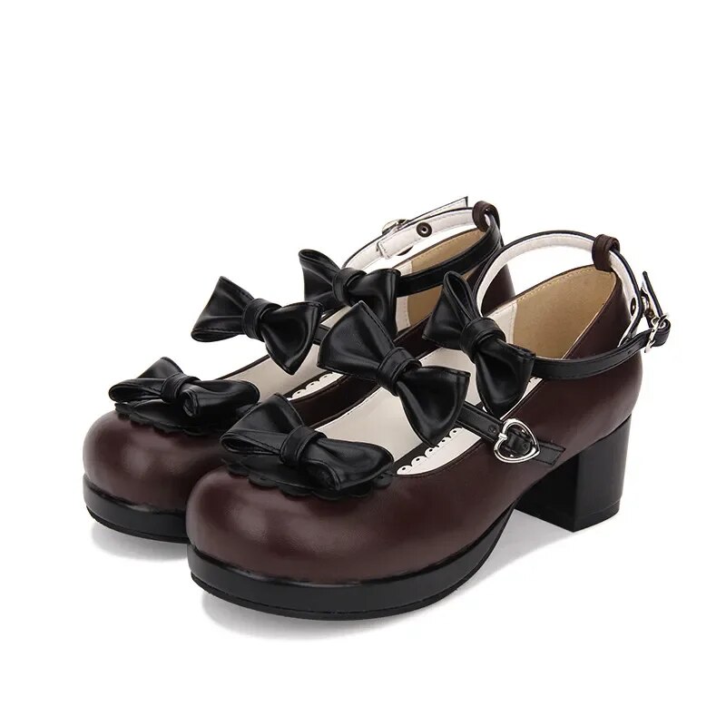 VCshoes Woman Mori Girl Lolita Cosplay Shoes Lady Mid Heels Pumps Women Princess Dress Party Shoes Bowties