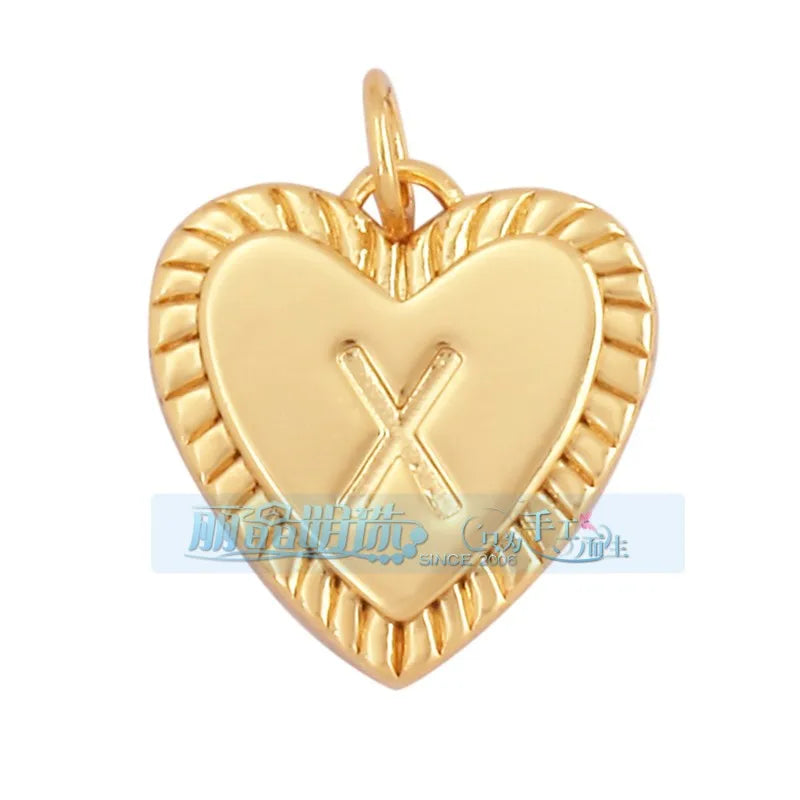 1 Piece 15 * 19mm Hole 5~5.9mm Copper Zircon Letter Heart Shape Pendant Jewelry Accessories