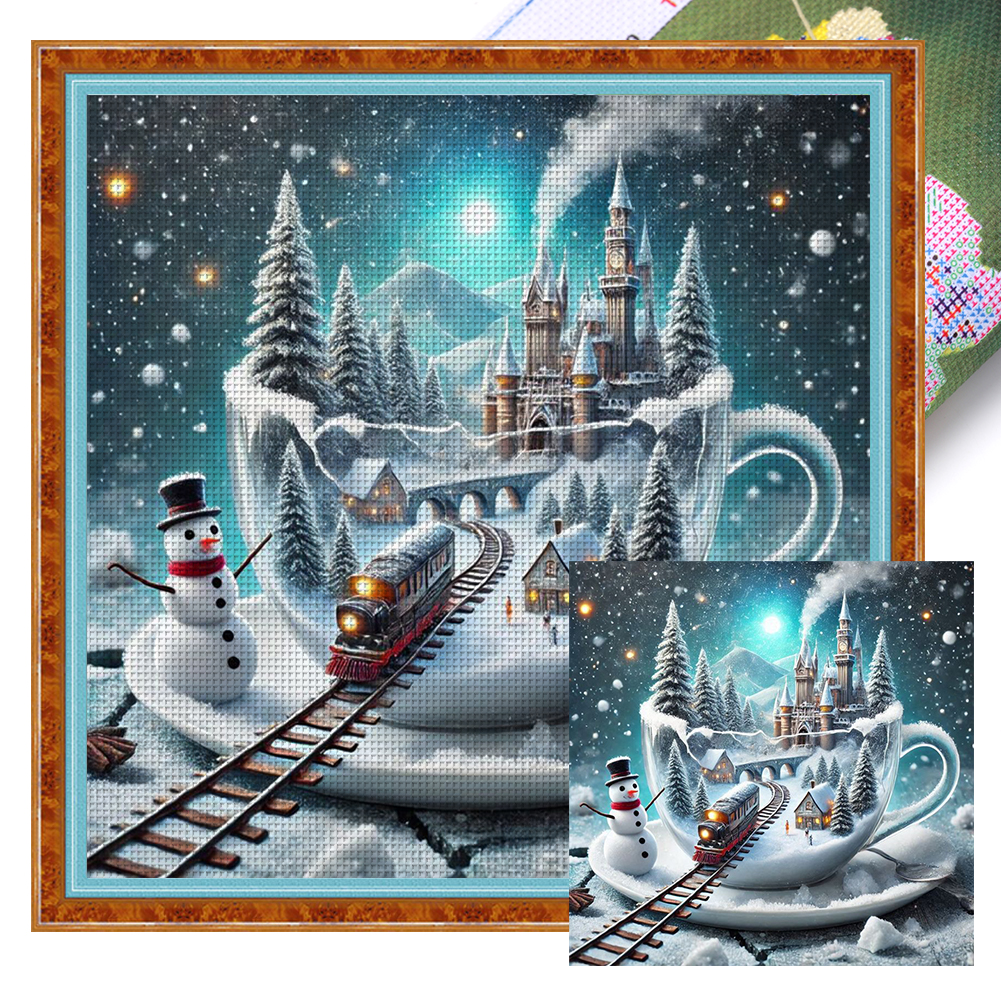 Water Cup Scenery Full 11CT Pre-stamped Canvas(50*50cm) Cross Stitch