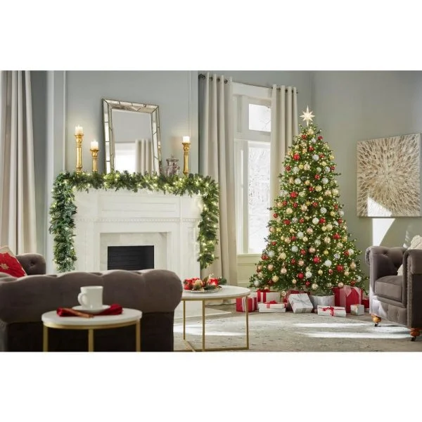 🔥kukelife🔥Christmas-7 5 ft elegant grand fir led pre lit artificial christmas tree with timer with 2000 warm white lights