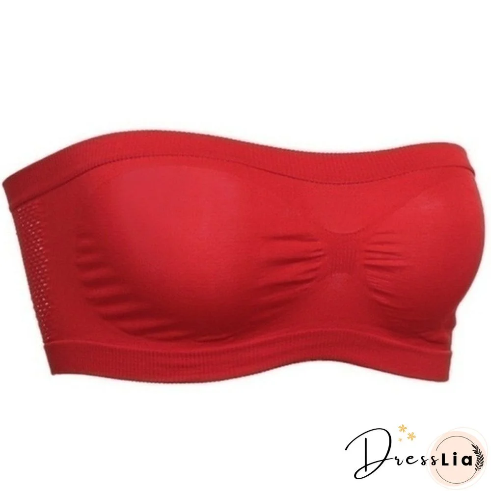Women Seamless Strapless High Elastic Wrapped Invisible Strapless Soft Chest Wraps Tube Tops Push Up Bra Breathable Crop Top