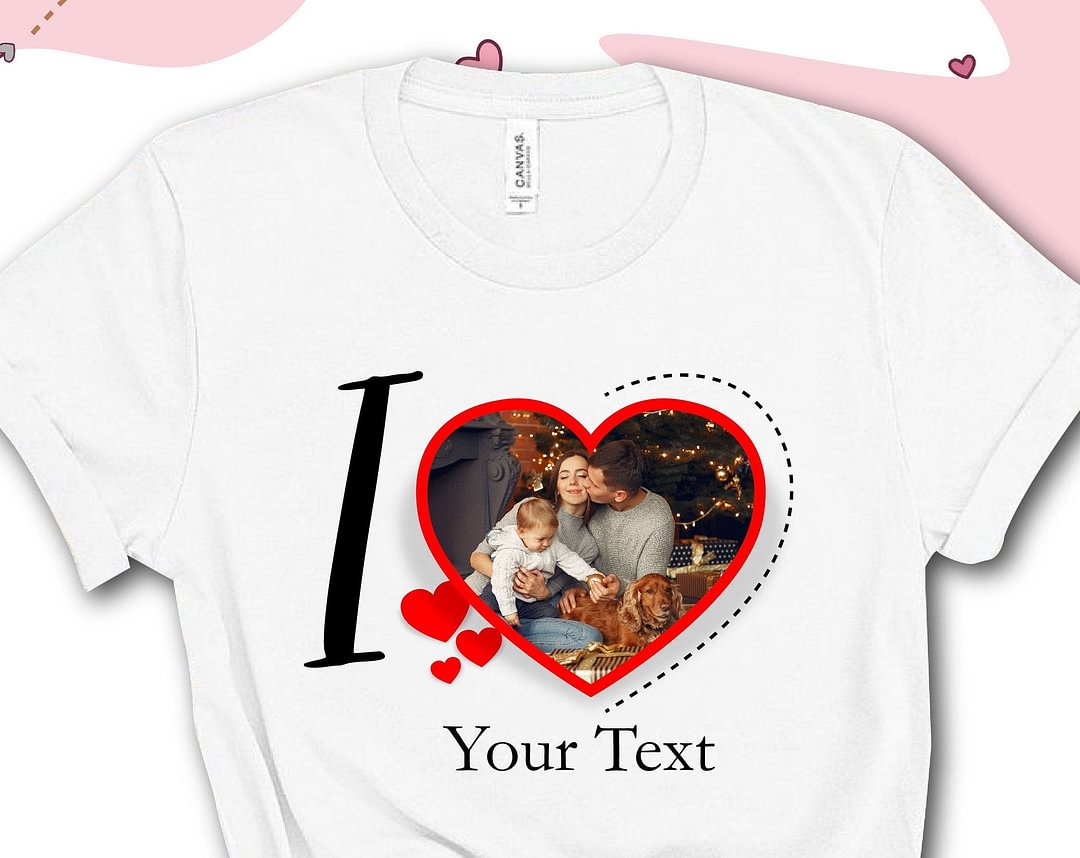 Personalized  Custom I Love  Photos T-Shirt