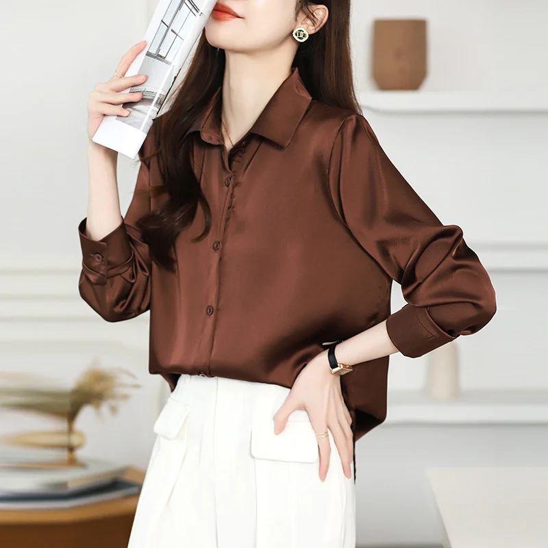 Athvotar Athvotar And Autumn 2025 New Advanced Sensational Anti-Floored Wrinkled-Faced Shirt For Women's French Leisure Career Commuting Shirt