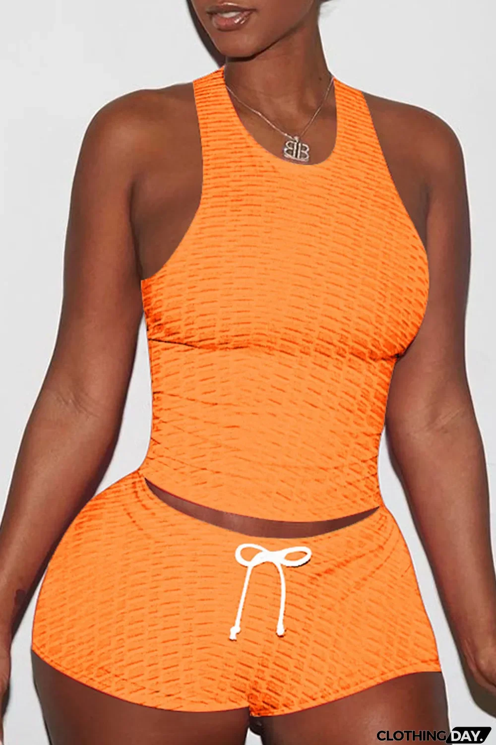 Black Sexy Sportswear Solid Patchwork Spaghetti Strap Sleeveless Two Pieces