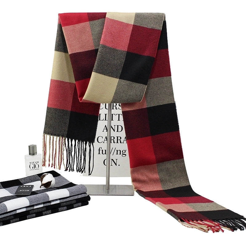 New Autumn And Winter Imitation Cashmere Student Men’s Business Casual Brushed Thick British Plaid Scarf Long Men’s Scarf