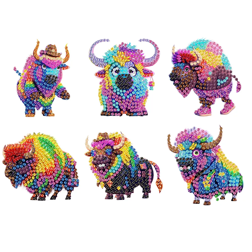 6Pcs Diamond Painting Refrigerator Magnets Diamond Art Kits for Adults (E)
