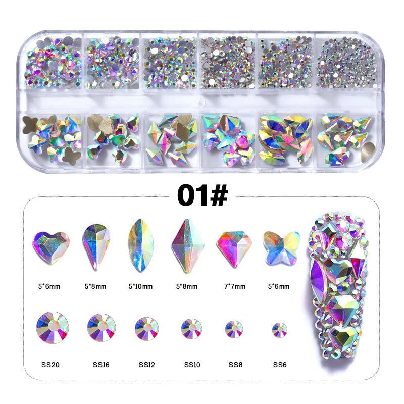 12pcs Nail Art Charm 3D Alloy Gold Constellation Letters Shape Crystal Rhinestone Press On Tips Decoration-Nail Inspo