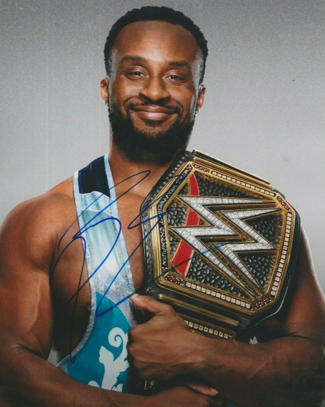 Big E (WWE New Day) **HAND SIGNED** 10x8 Photo Poster painting ~ AUTOGRAPHED