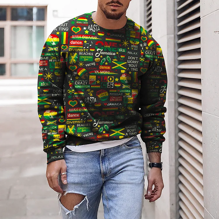 BrosWear Men's Reggae Festival Crew Neck Sweatshirt