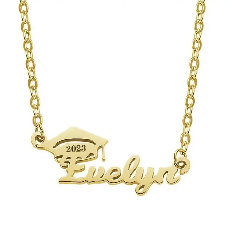 2023 Graduation Gift Personalized Bachelor Cap Name Necklace for Her
