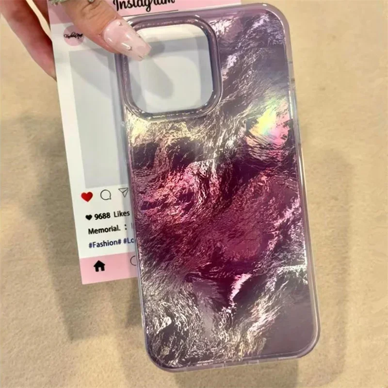 Aonga Grape Purple Gradient Love Pattern Phone Case for IPhone 16 15 Pro Max 14 13 12 11 Pro XS XR 7 8 Plus Shockproof Soft Cover aonga