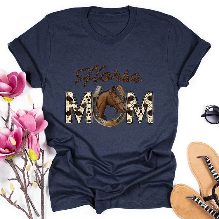 Horse Mom Round Neck T-shirt