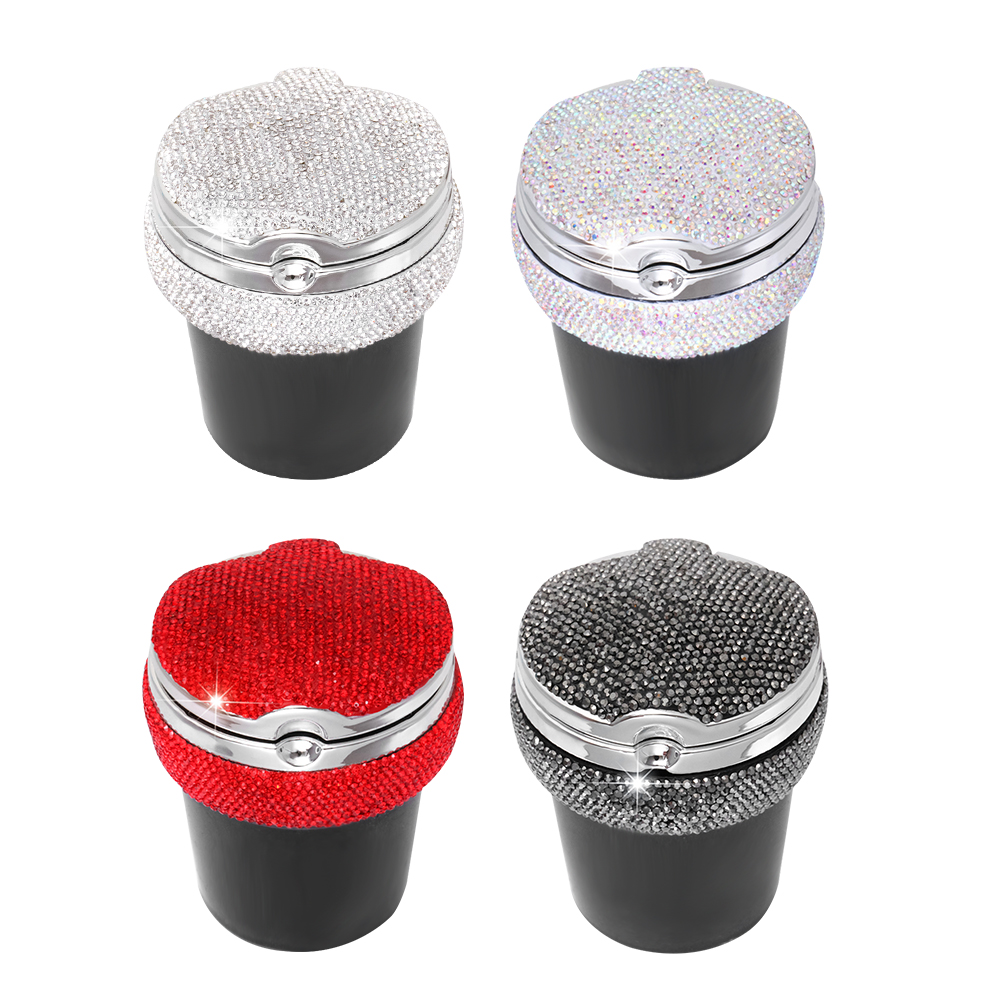 

Rhinestone Car Ashtray with LED Light Smokeless Ash Tray Cigarette Holder, Multicolor, 501 Original