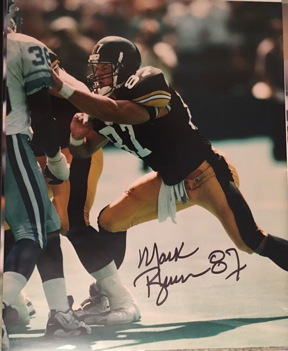 Mark Bruener Hand Signed autograph PITTSBURGH STEELERS 8x10 Glossy Photo Poster painting