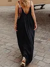 Loose Solid Color Condole Belt Maxi Dress