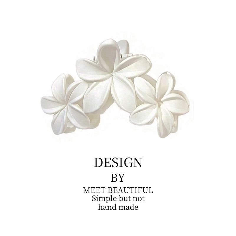 Design Frosted Artificial Flowers Hair Styling Clip Three Flowers Hair Claw Back Head Hair Volume Multi-Plate Hair Clip