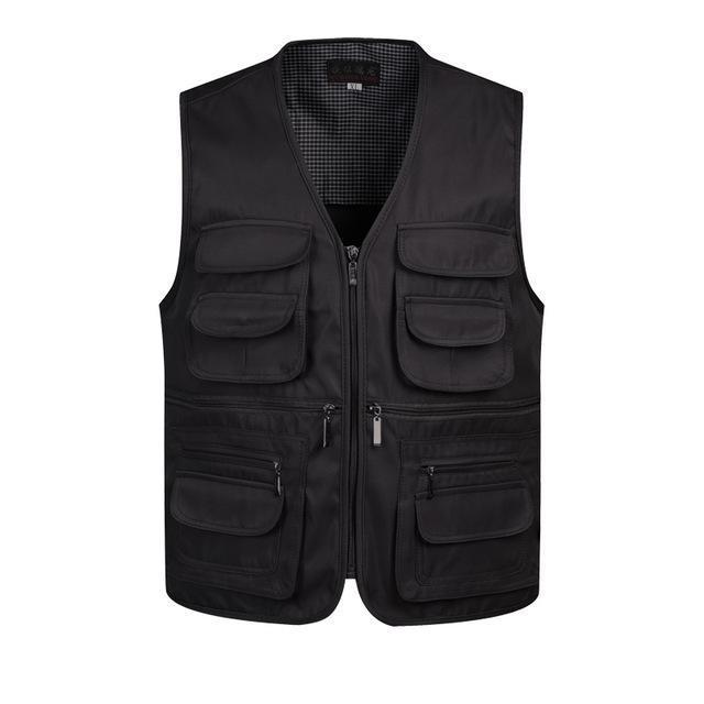Men Multi-Pocket Classic Waistcoat Male Sleeveless Unloading Solid Coat Work Vest Tactical Masculino Jacket