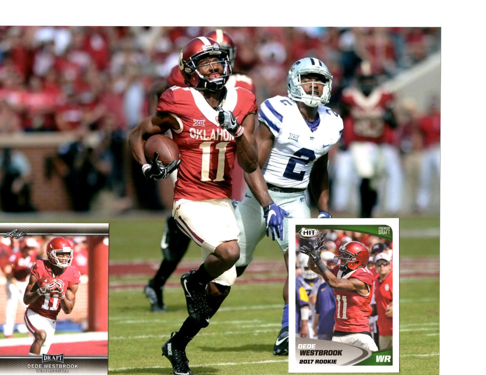 Dede Westbrook Oklahoma Sooners unsigned 8x10 football Photo Poster painting & 2 rookie cards c