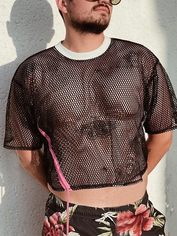 Aonga - Mens Mesh See-through Crop TopJ