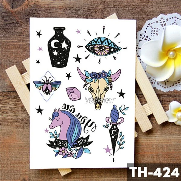 Ghost Witch Candle Waterproof Temporary Tattoo Sticker Skull Halloween Crow Old School Flash Tattoos Body Art Arm Fake Tatoo