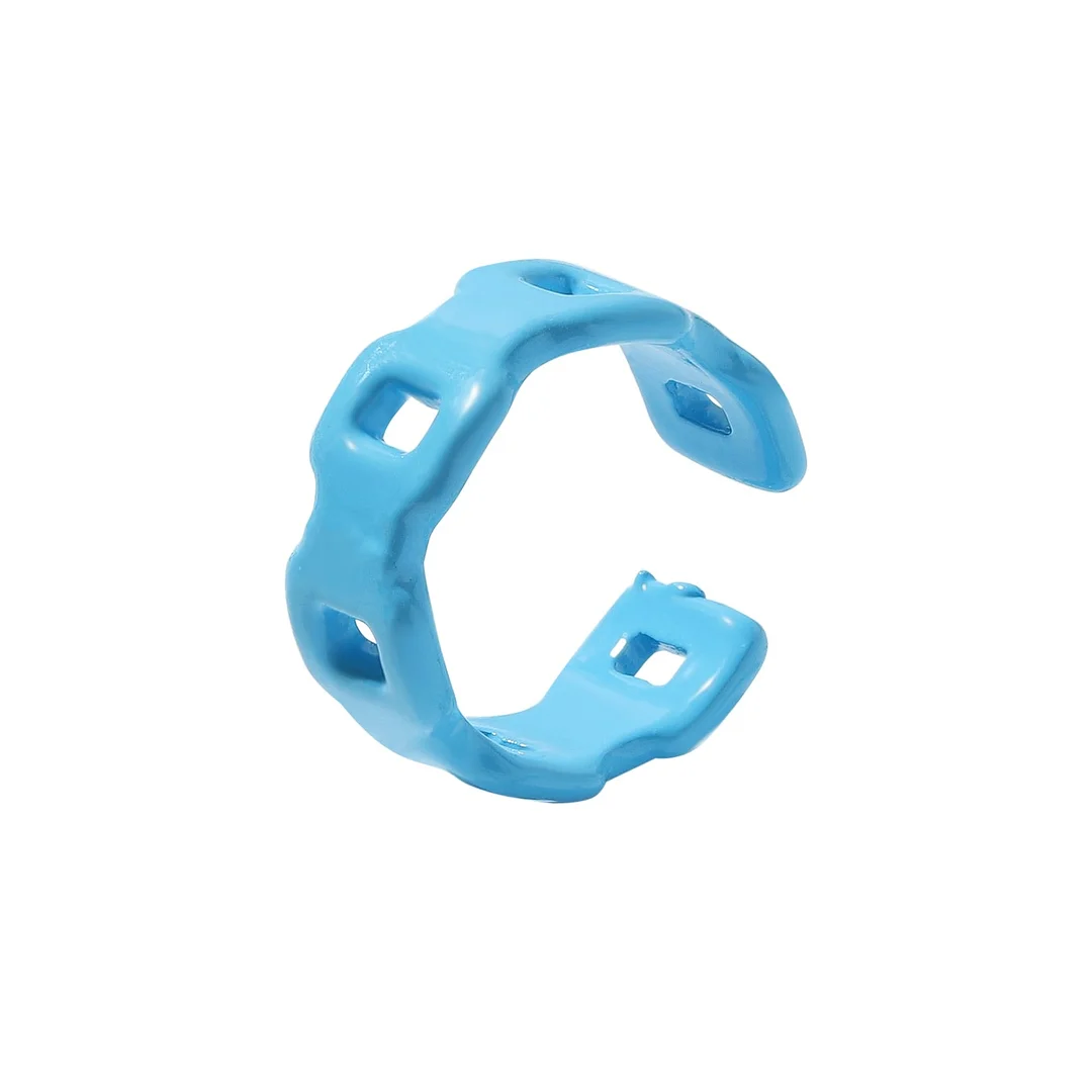 Dvacaman 2021 New INS Trendy Colorful Dripping oil Geometric Rings Candy Color Hand Painted Irregular Open Rings Female Jewelry