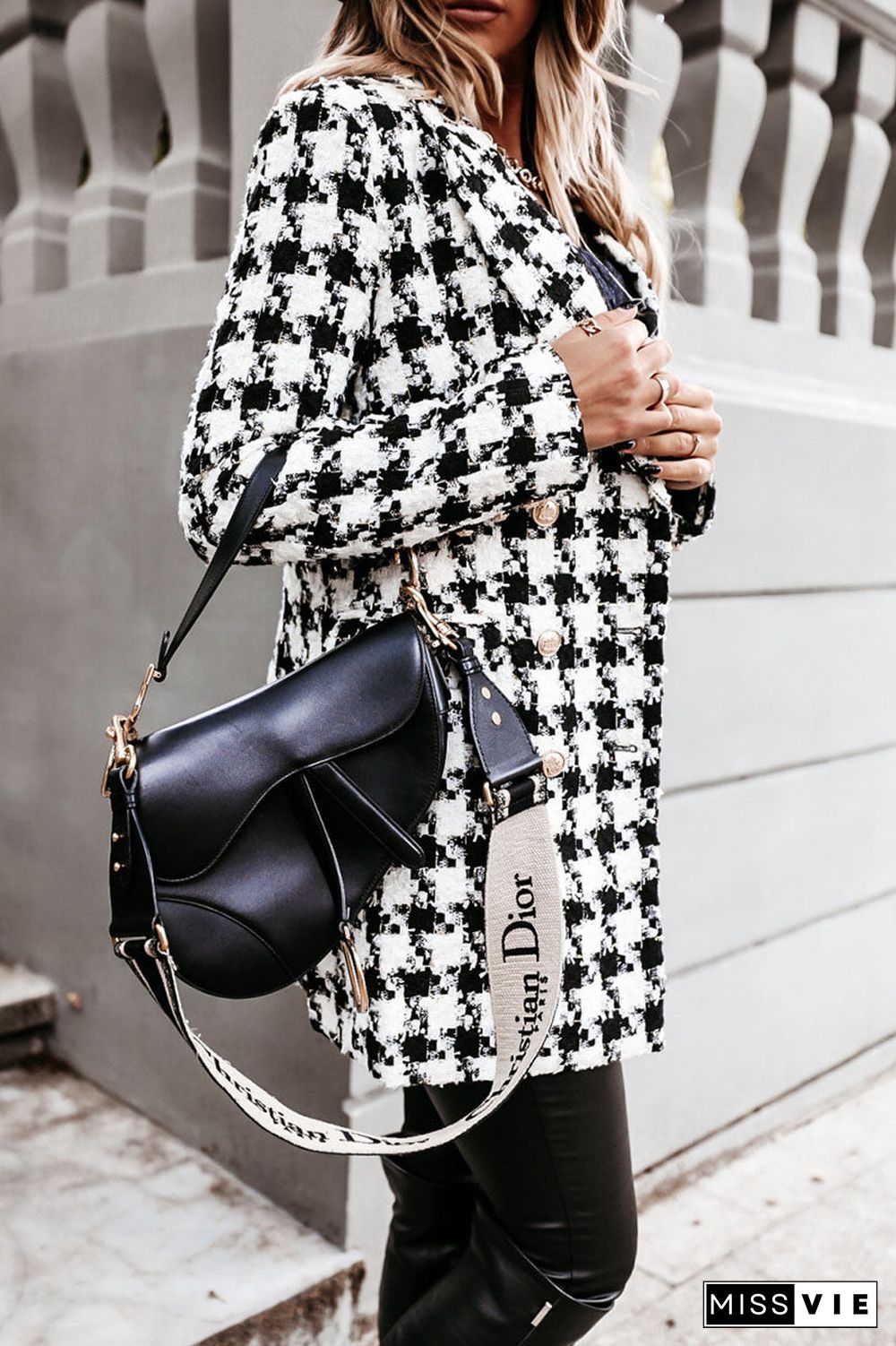 Fashion Street Plaid Turn-back Collar Outerwear(5 Colors)