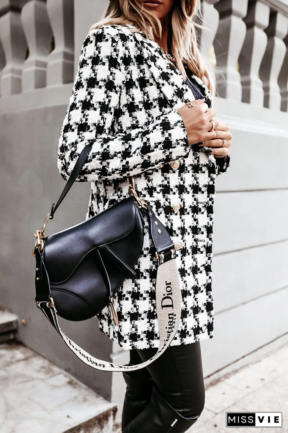 Fashion Street Plaid Turn-back Collar Outerwear(5 Colors)