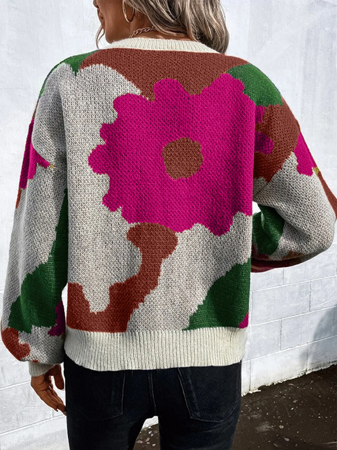 Nigikala Nigikala Autumn And Winter Round Collar Long Sleeve Knitted Fashion Tie With A Casual Jacket Sweater Woman