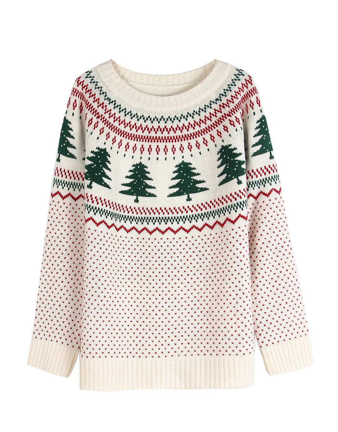 Athvotar Athvotar And Winter New Christmas Sweater Women Loose Knitted Green Pine Embroidered Clothes On The Head