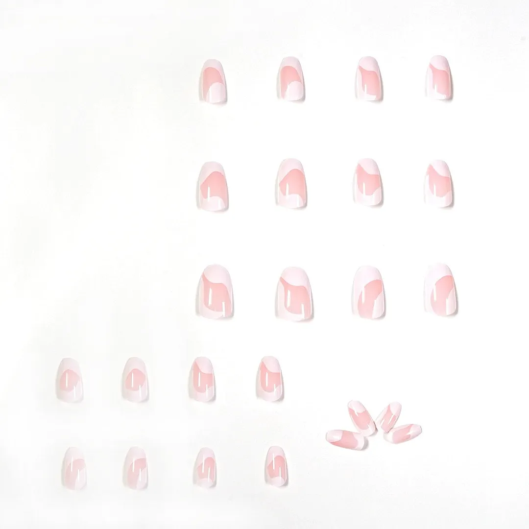 24pcs White French Style Fake Nails Full cover Fake Nails Glue DIY Manicure Nail Art Tools-Nail Inspo
