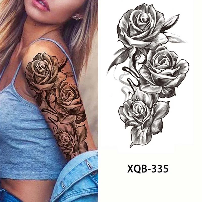 Sdrawing Forest Tattoo Sticker for Men Women Tiger Wolf Death Skull Temporary Tattoo Fake Henna Skeleton King Animal Tatoo Pattern