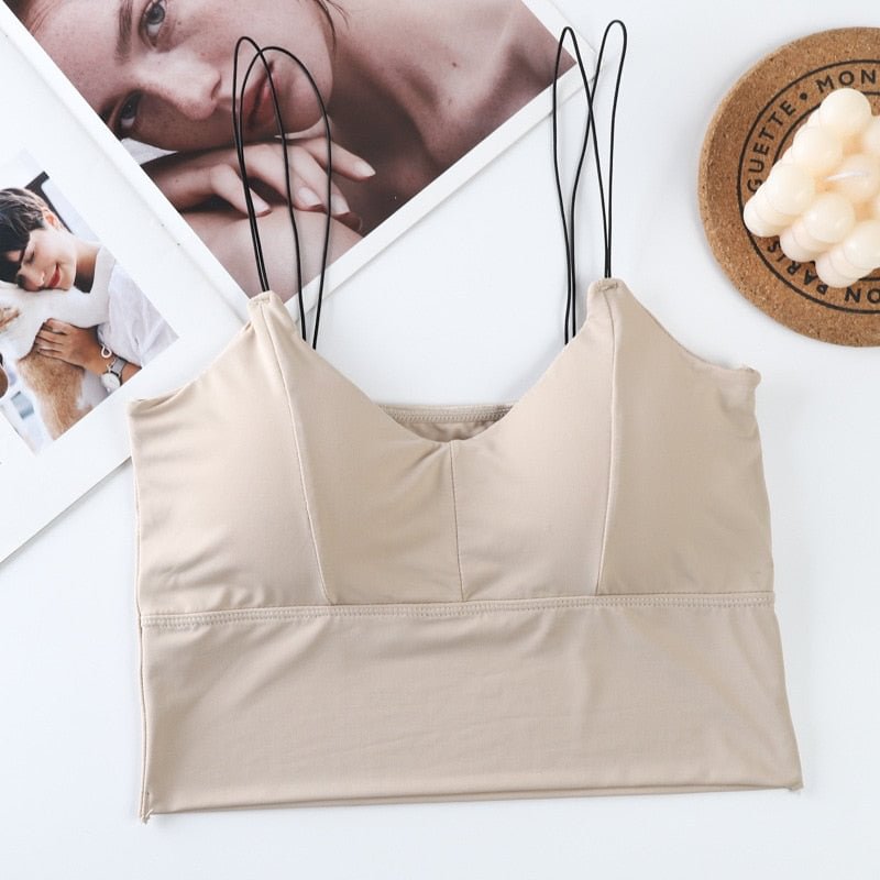 CINOON Seamless Women Bras Ice Silk Brassiere Push-Up Paded Intimates Sexy Bralette Sling Vest Soft Breathable Underwear Bra