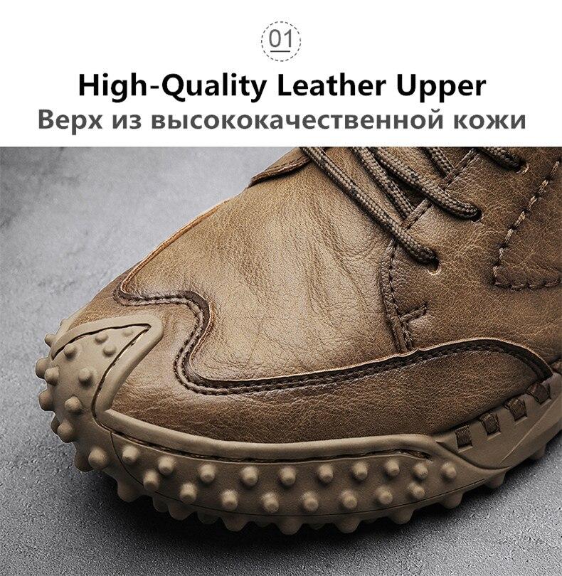 Men Ankle Boots Winter Warm Snow Boots Thick Plush Men Handmade Leather Boots Outdoor Waterproof Work Boots shopify Stunahome.com
