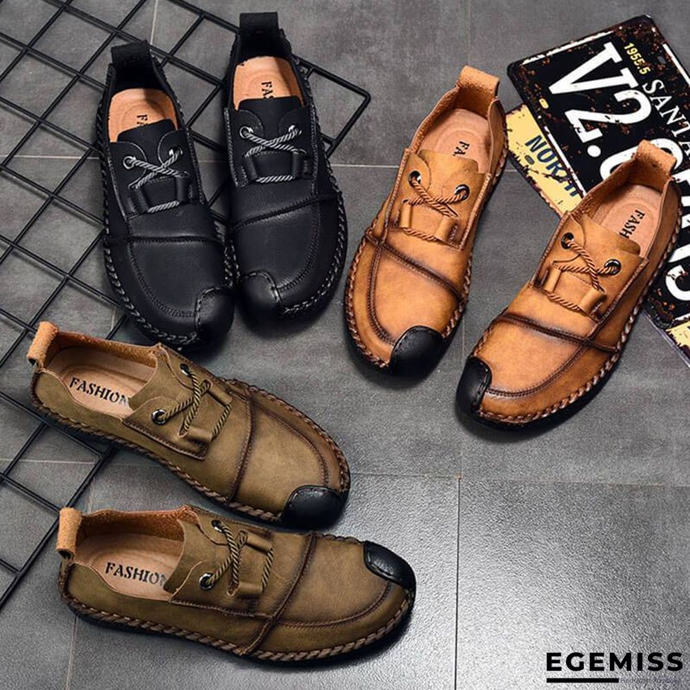 Men's Fashion Business Spliced Laced Casual Leather Shoes | EGEMISS