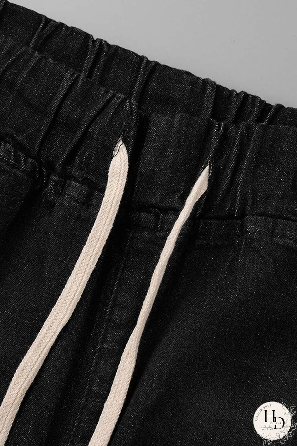 Black Fashion Casual Solid Ripped Plus Size Jeans