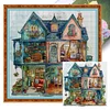 Blue Flower House-14CT Stamped Cross Stitch 50*50cm/19.69*19.69in