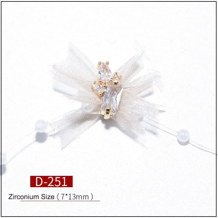 Nail Decoration Elegant Bowknot Designs 5 pcs/Set  Lace With Exquisite Zircon Rhinestones For Nail Tips Beauty Salons