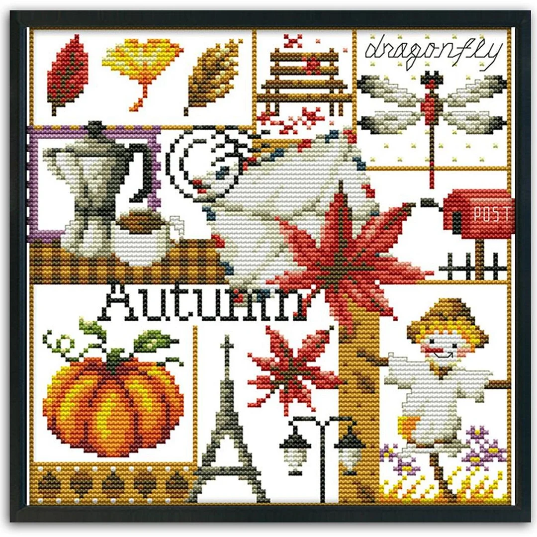 14CT Stamped Cross Stitch Kits DIY Printed Needlework Decor (K942 Autumn)