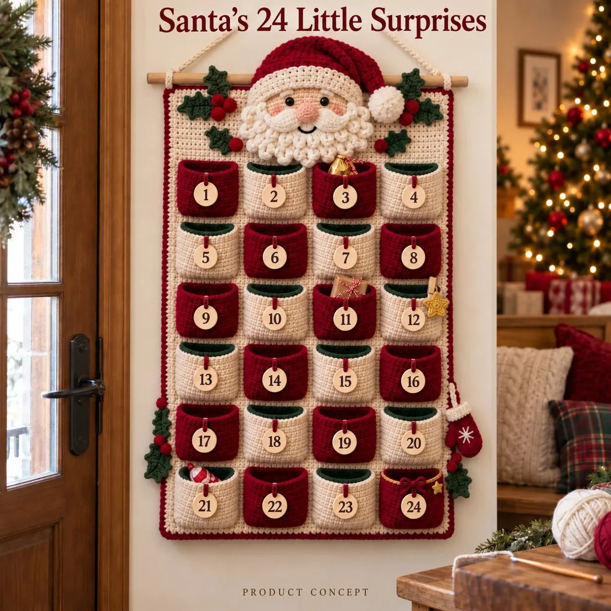Finished Santa design of the crochet Advent calendar