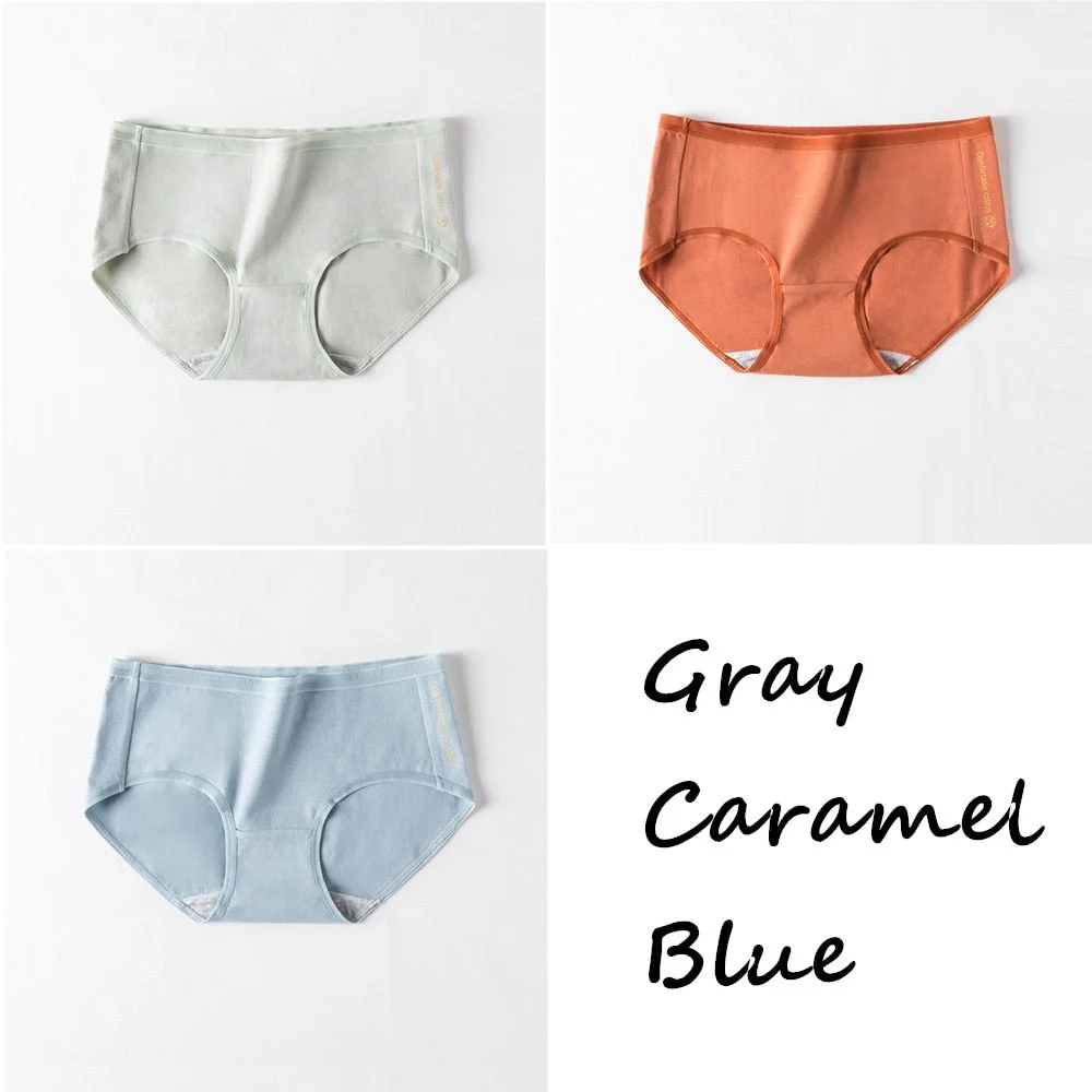 3Pcs Women Panties Lady Soft Cotton Underwear Girls Breathable Seamless Mid Waist Briefs Women Cute Sexy Lingerie Intimates New